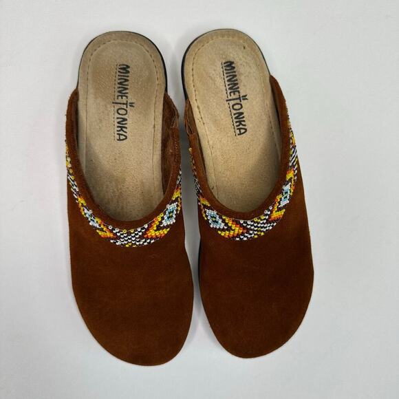 Minnetonka Suede Clogs with Beading - Picture 2 of 7